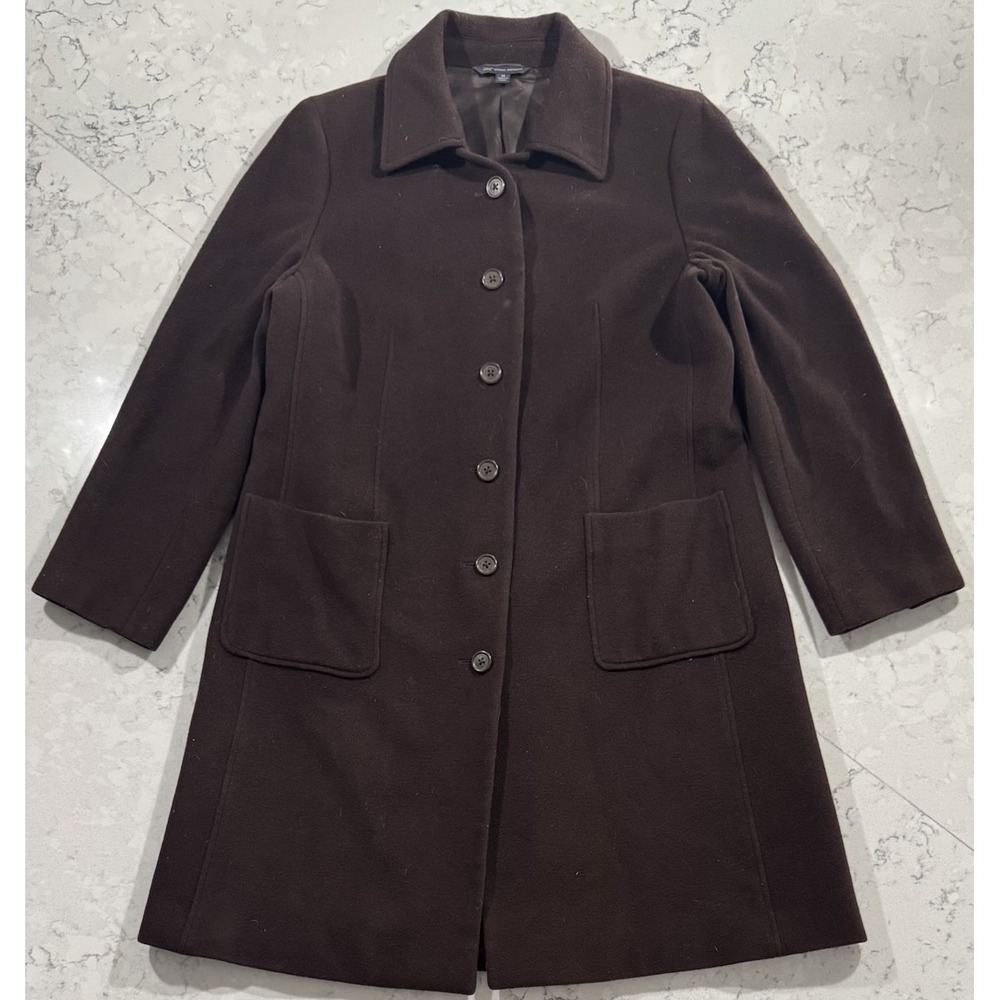 Brooks Brothers 346 Wool Cashmere Coat Womens 14 Brown Single Breasted Car